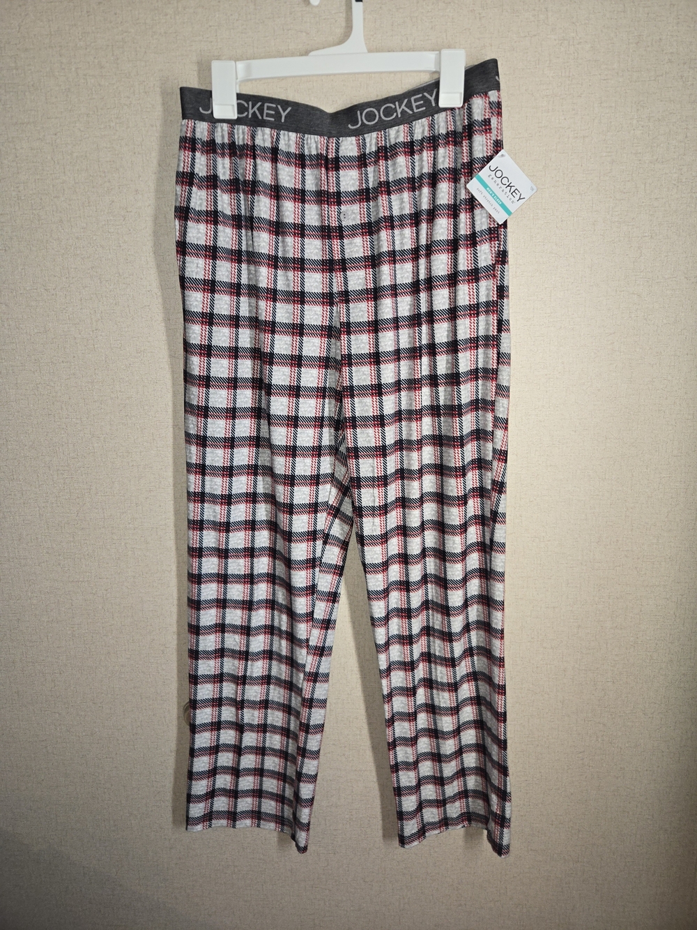 Jockey Men’s Plaid Lounge Pants — White, Black & Red